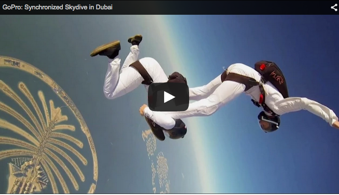skydivers above Palm Jumeirah